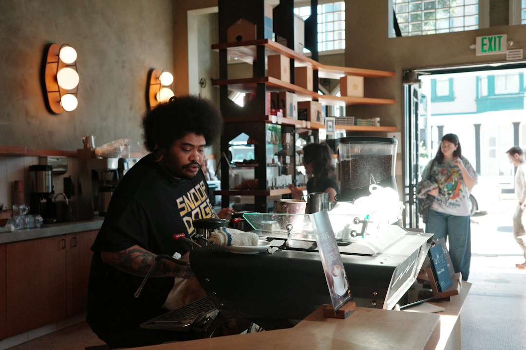 Barista preparing coffee